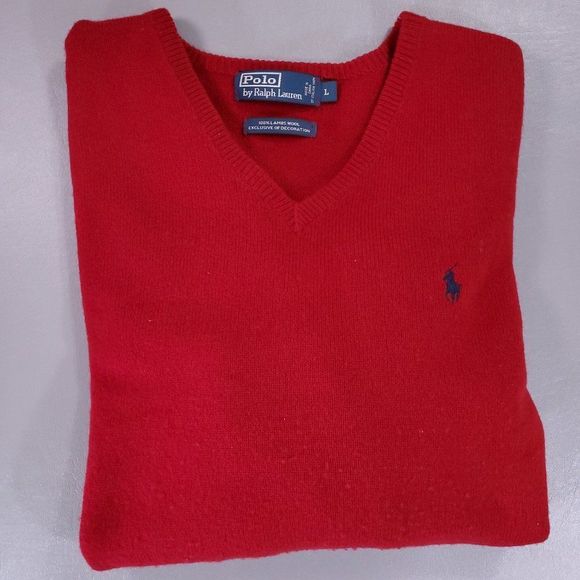 Polo Ralph Lauren Other - Vtg Polo Ralph Lauren Sweater Mens Large 100% Lambswool V-Neck Italian Yarn